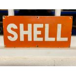 A small enamel sign advertising Shell, in orange and white, believed American and of later
