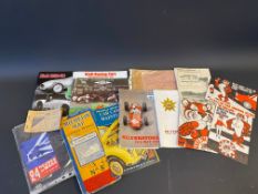 A selection of ephemera including a Derby and District Motor Club programme for the International