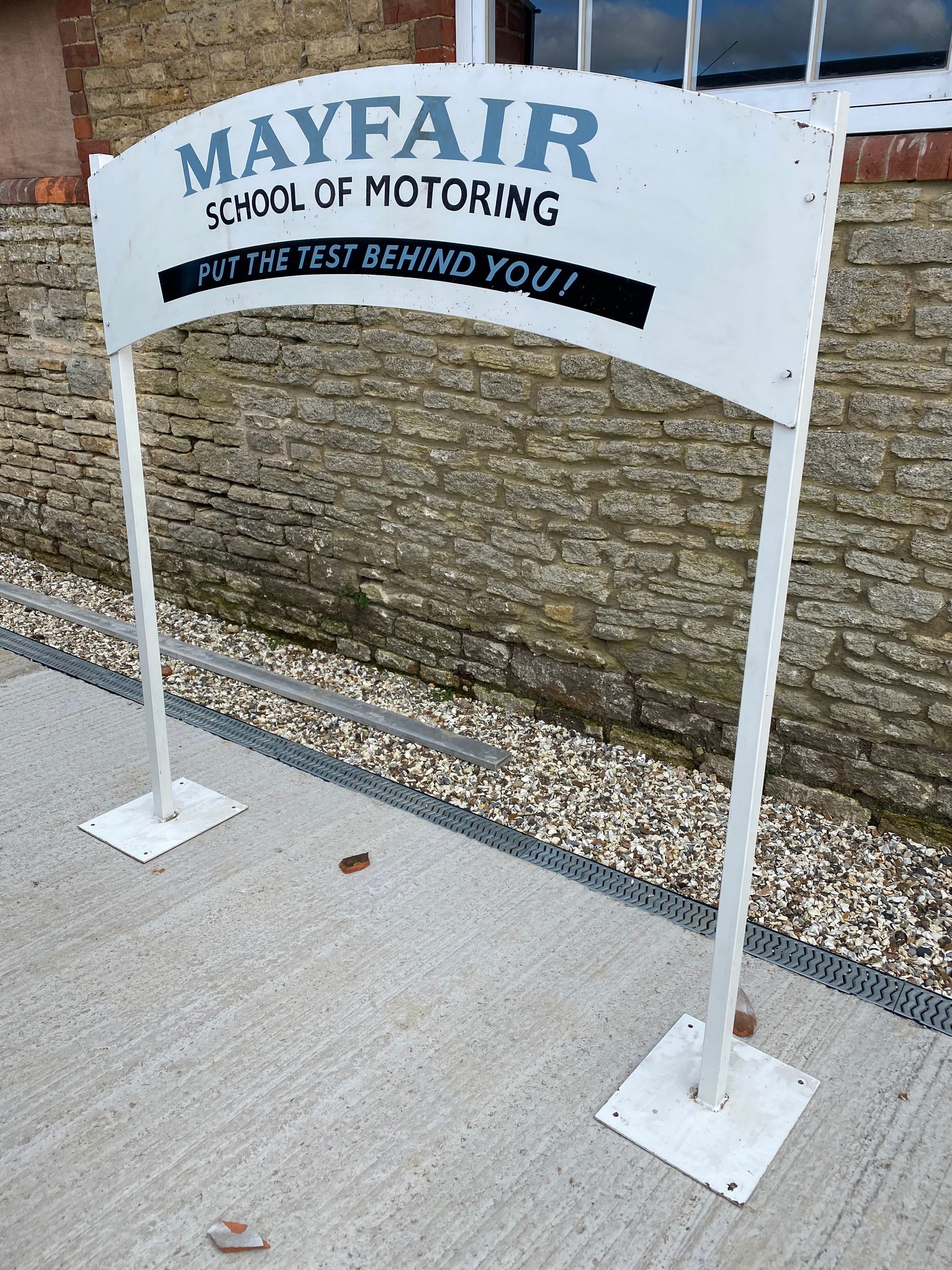 A Mayfair School of Motoring heavy duty metal sign, made for the Goodwood Revival.