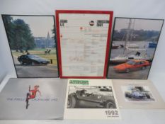 A 1992 Pirelli calendar, a selection of Motor Sport calendars, a framed and glazed Jaguar XJ6