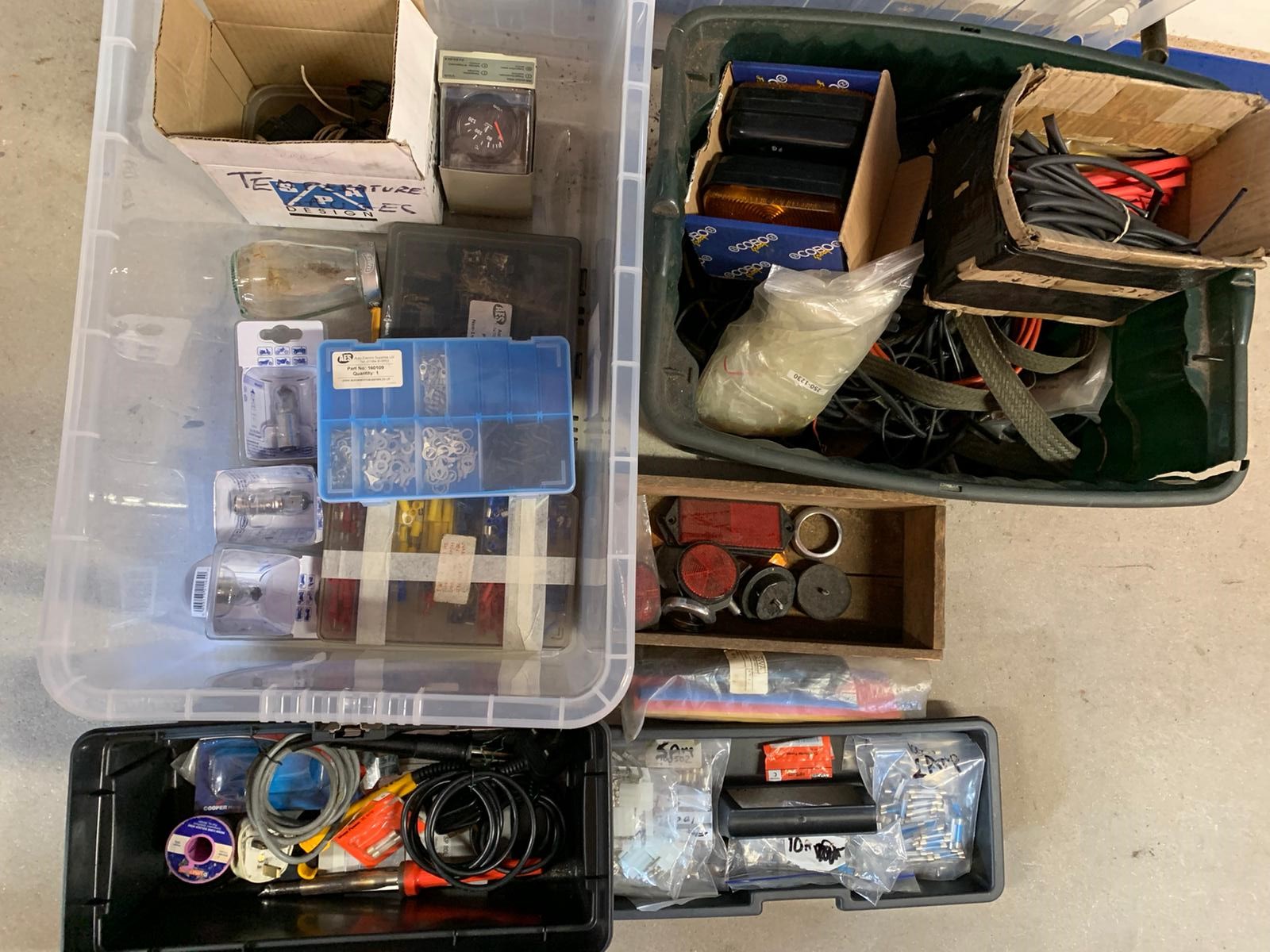 A quantity of electrical and other accessories, some new, including crimping eyes, etc.