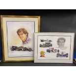 A framed and glazed limited edition print of Ayrton Senna by Craig Warwick, signed by the artist no.