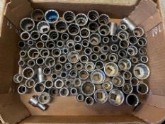 A quantity of metric 1/2" drive sockets plus assorted 1/2" drive AF sockets etc.