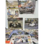 A selection of Autosport posters, various Formula 1 images including Ayrton Senna winning the 1985