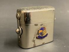A Guy Motors promotional chrome plated travelling inkwell, with an enamel badge on either side.