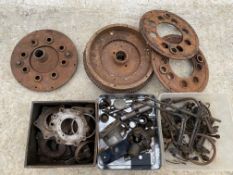 A quantity of assorted Riley parts including flywheel, clutch parts, oil pump parts etc.