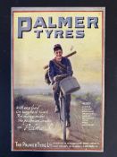 A Palmer Tyres postcard of a postman on a bicycle.
