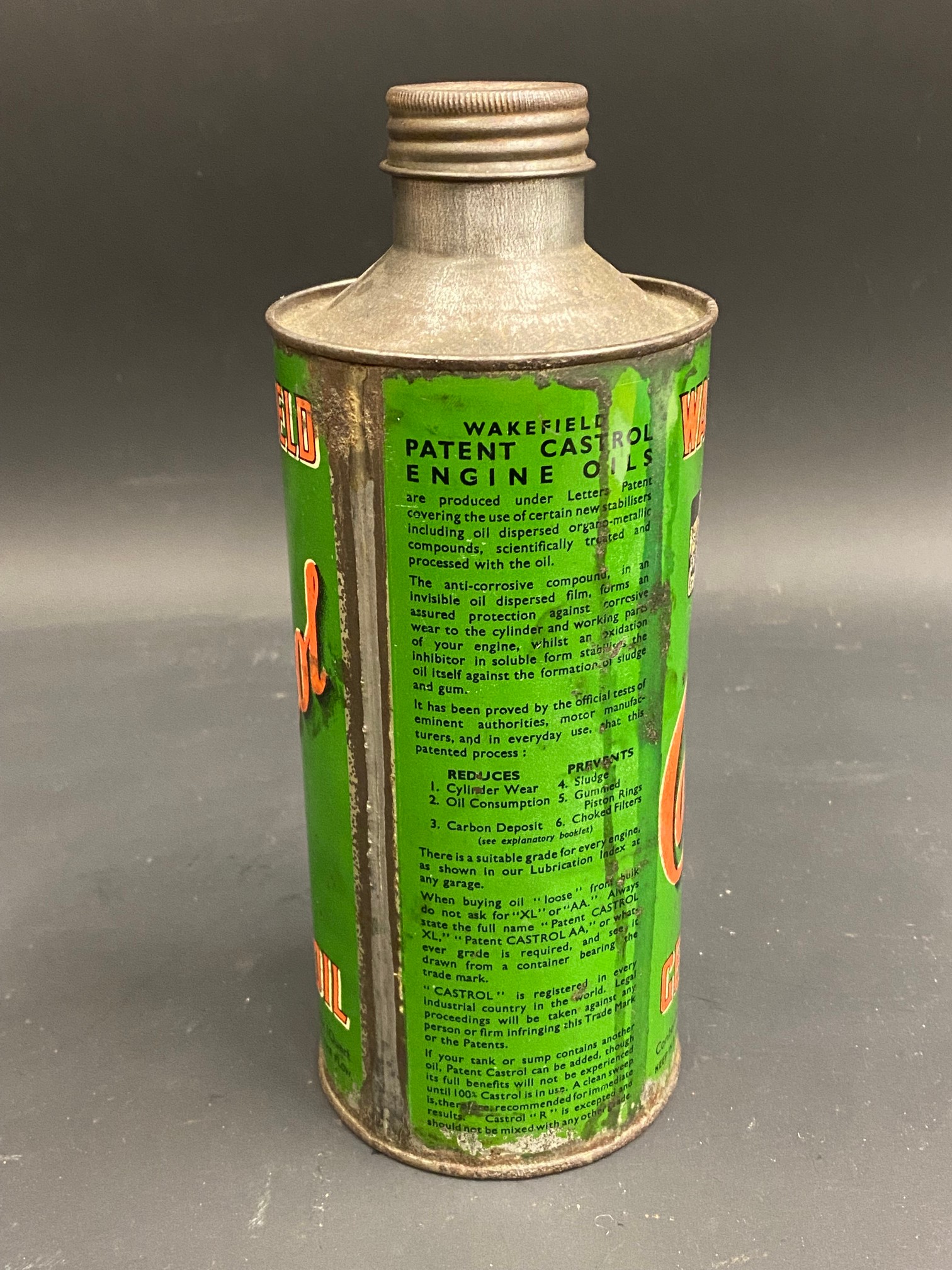 A Wakefield Castrol Gear Oil 'F' grade cylindrical quart can with image of a gearbox internals, - Image 2 of 7