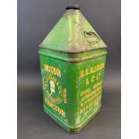 An H.G. Allcard & Co. Ltd. of Manchester Motor and Tractor oil five gallon pyramid can.