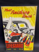 A Lifeguard liquid car polish pictorial showcard, 9 x 14 1/2.