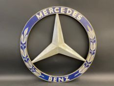 A rare circa 1950s Mercedes Benz dealership wooden three pointed star sign, 24 1/2" diameter.