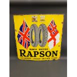 A Rapson North British Tyres pictorial enamel sign, with Royal crest and fleur de lis motifs, and