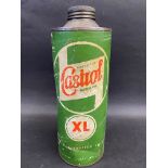 A Wakefield Castrol Motor Oil XL grade cylindrical cardboard quart can.