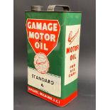 A Gamage Motor Oil gallon can.