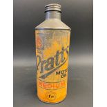 A Pratts Motor Oil 'Medium' grade cylindical quart can.