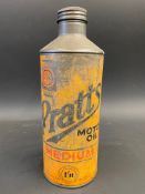 A Pratts Motor Oil 'Medium' grade cylindical quart can.