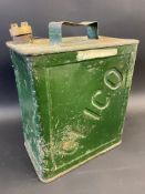 A Glico two gallon petrol can by Valor, dated January 1930, with correct brass cap.