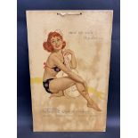 A Hepolite pictorial showcard depicting a glamorous lady holding a guitar, 10 1/4 x 16".