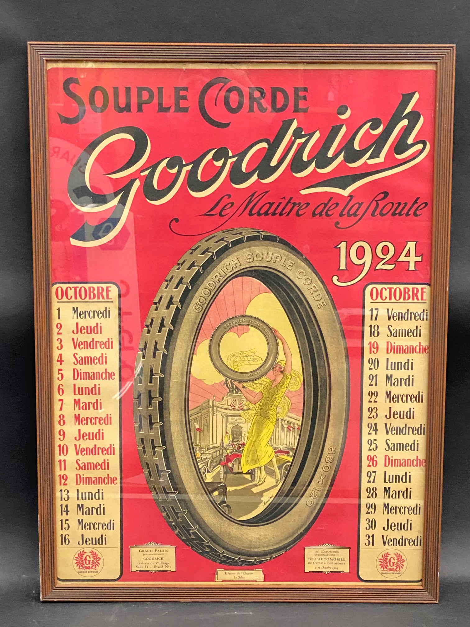 A rare set of seven Goodrich Tyres calendar posters, two for 1920 and five from 1924, excellent - Image 2 of 5