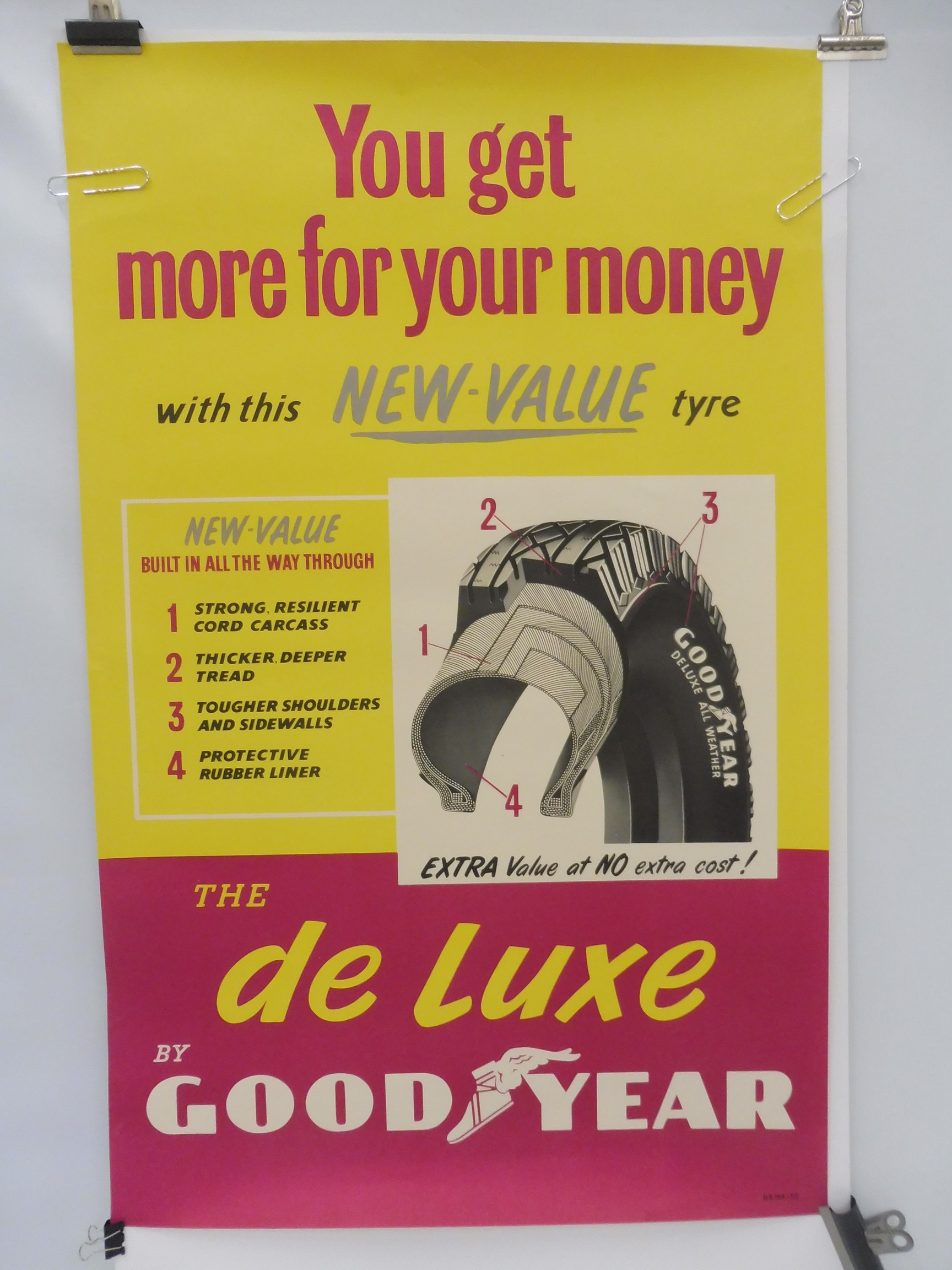 A Goodyear de-luxe tyres pictorial advertising poster, dated 1953, 22 x 35".