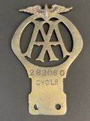 An AA Cycle badge, no. 282060.