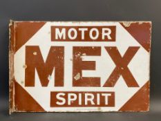 A MEX Motor Spirit double sided enamel sign with hanging flange, by Bruton of Palmers Green, 18 x