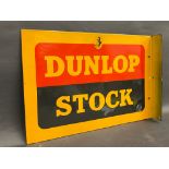 A Dunlop Stock double sided enamel sign with hanging flange, in near mint condition, made by Sur