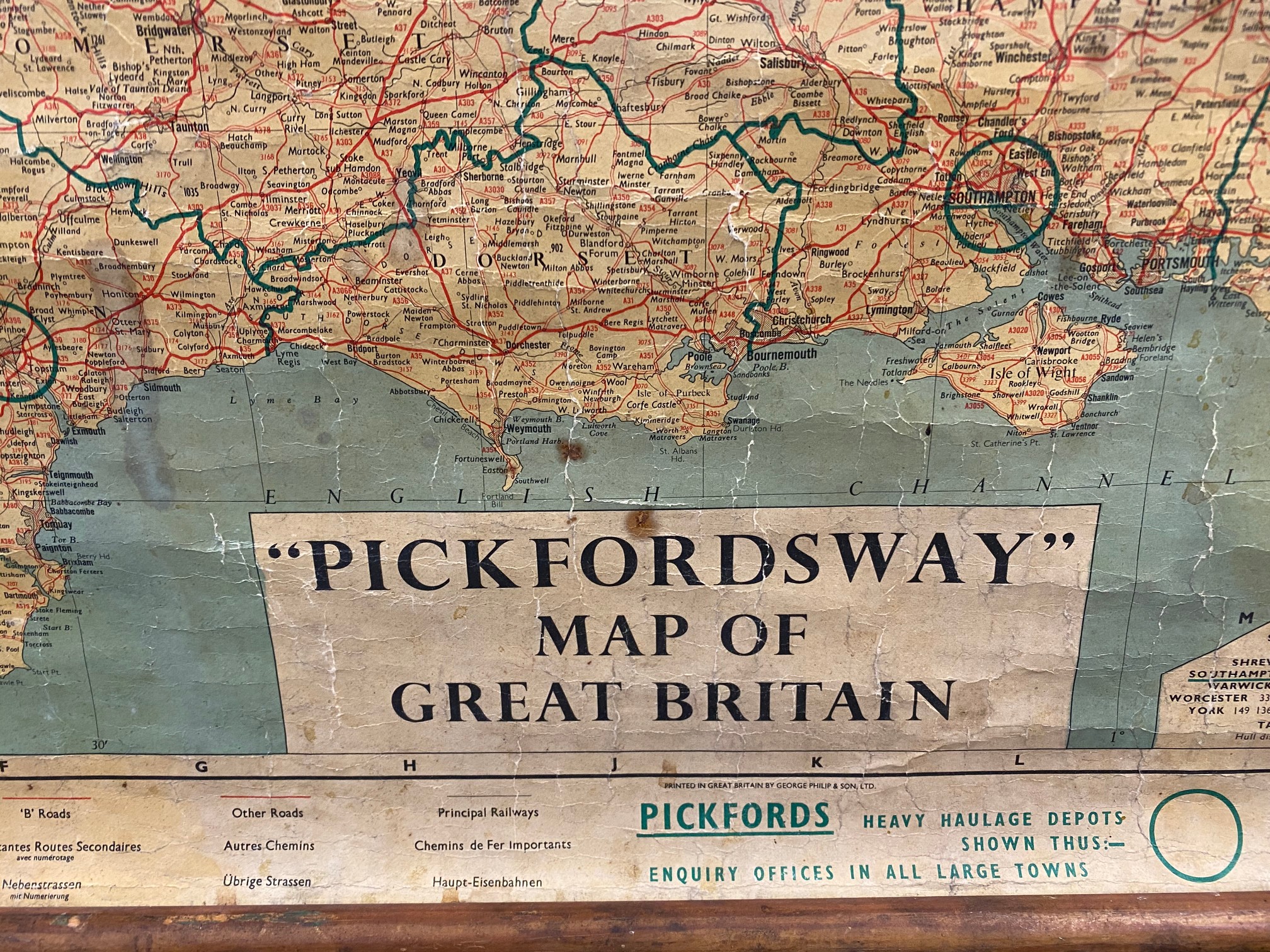 A Pickfordsway map of Great Britain dated 1965, 35 1/2 x 47". - Image 5 of 7
