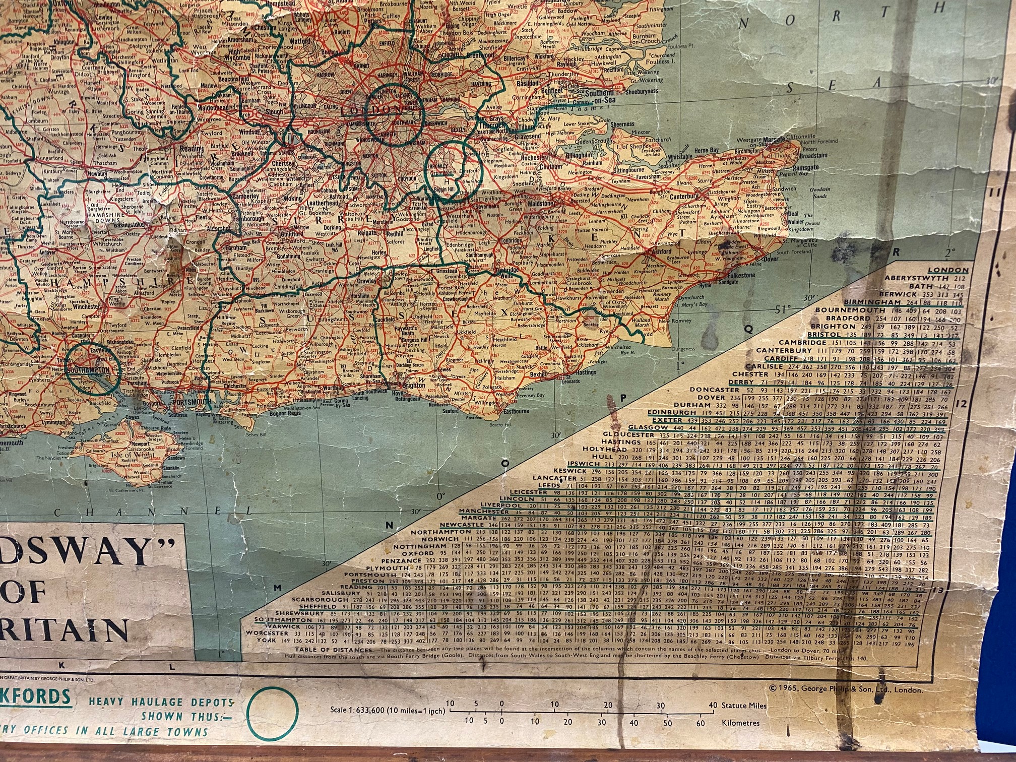 A Pickfordsway map of Great Britain dated 1965, 35 1/2 x 47". - Image 6 of 7