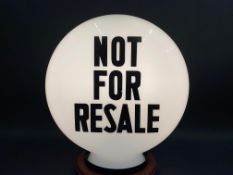 A Not For Resale glass petrol pump globe by Hailware in very good condition, fully stamped