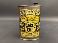 A Pure and Perfect Highly Refined Lubricating Cycle Oil oval can in good condition.