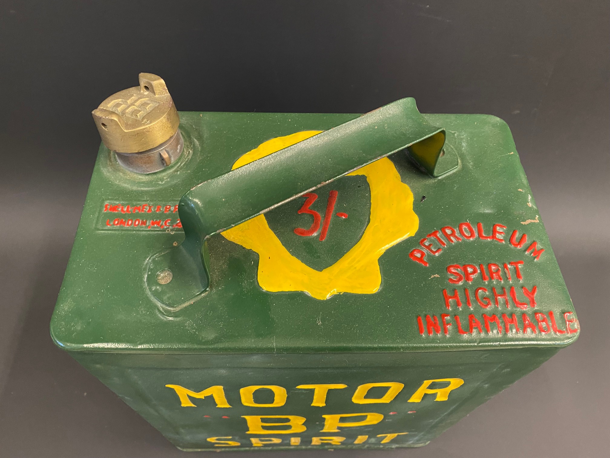 A BP Motor Spirit two gallon petrol can by Valor, dated August 1936. - Image 3 of 4