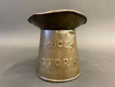 A Price's Motorine pint oil measure, of unusual embossed design, with wide neck.