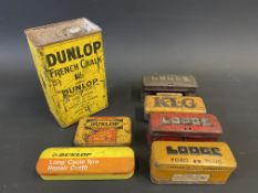 A Lodge Ford Plug spark plug tin in good condition, with contents, three further spark plug tins