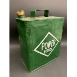 A Power Petrol two gallon petrol can by Reads of Liverpool, dated December 1927, with correct