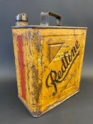 A Redline two gallon petrol can in lovely original paint, made by Valor, dated September 1935,