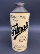 A Filtrate 'Piston Type' cylindrical quart can in very good condition.
