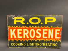 A rare R.O.P. Kerosene rectangular double sided enamel sign, 20 x 12 1/2".