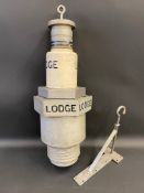 A rare garage forecourt advertising hanging Lodge spark plug, on it's original bracket, height of