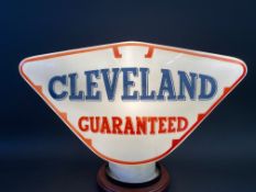 A Cleveland Guaranteed glass petrol pump globe by Webb's Crystal, large chunk missing from neck,