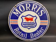 A Morris Retail Dealer circular double sided enamel sign, with some restoration to one side, 28 1/2"