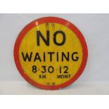 A No Waiting circular road sign, 20" diameter.