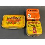 A Dunlop Motor Cycle Tyre Repair Outfit tin, large, with some contents, a John Bull Tyre Repair