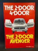 A double sided hardboard pictorial advertisement advertising the two-door Hillman Avenger, 20 x 30".
