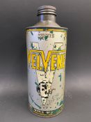 A White's Velvene cylindrical quart can.