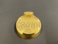 A Crown two gallon petrol can brass cap.