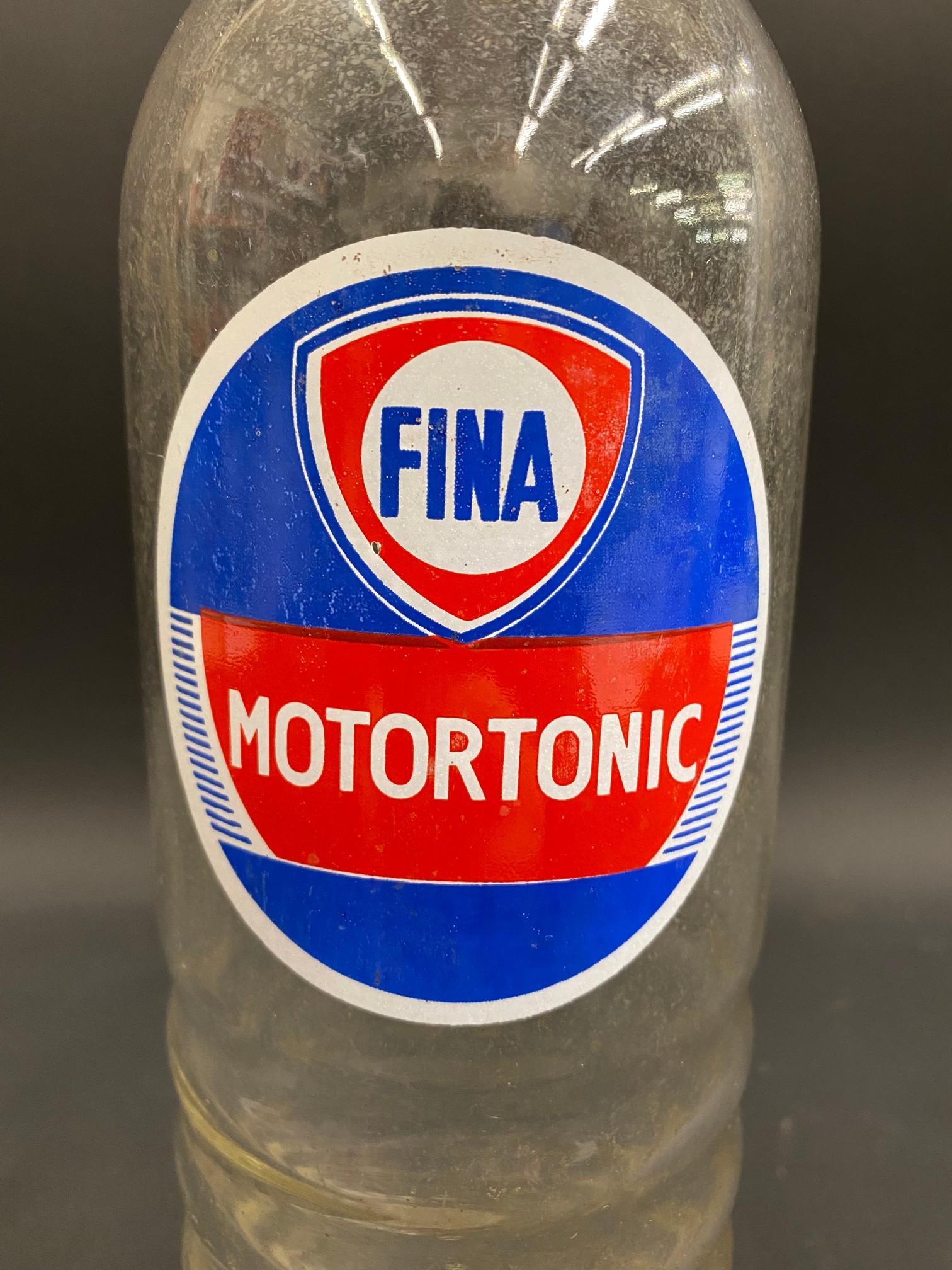 A Fina Motortonic quart glass oil bottle. - Image 2 of 3