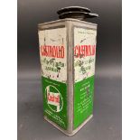 A Castrollo Upper Cylinder Lubricant square quart can, an unusual transitional design.