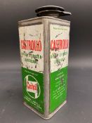 A Castrollo Upper Cylinder Lubricant square quart can, an unusual transitional design.