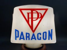A Paragon glass petrol pump globe by Hailware, damage to one side and a chip to the neck.